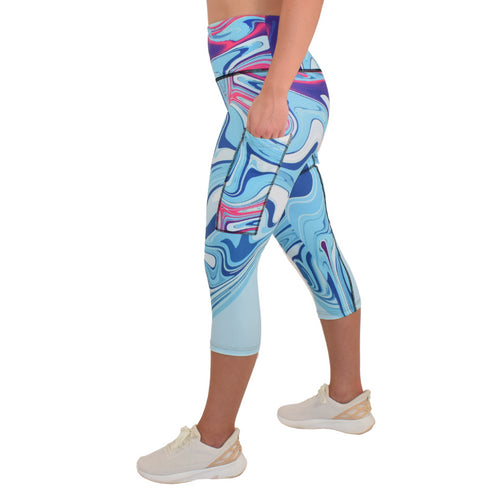 CLEARANCE Leakproof Cropped Leggings - Aqua
