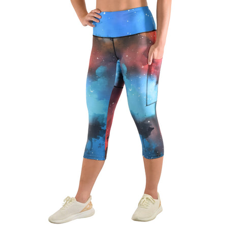 CLEARANCE Leakproof Cropped Leggings - Galaxy