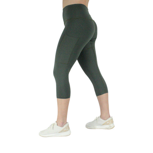 CLEARANCE Leakproof Cropped Leggings - Deep Olive