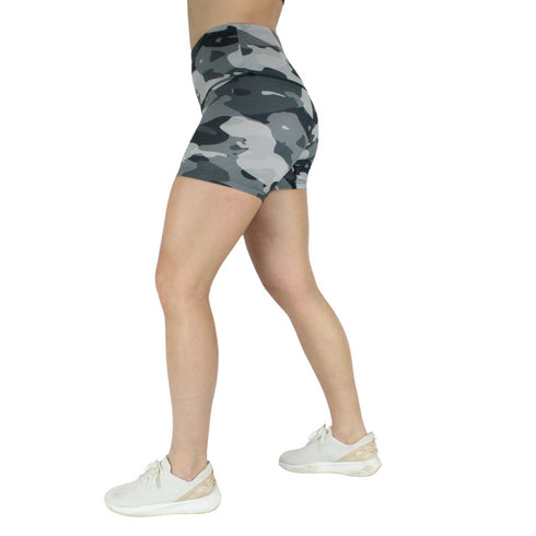 Leakproof Shorts | High-Rise | Gray/Black Camo