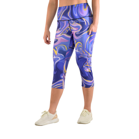CLEARANCE Leakproof Cropped Leggings - Purple Swirl