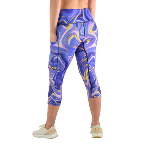 CLEARANCE Leakproof Cropped Leggings - Purple Swirl