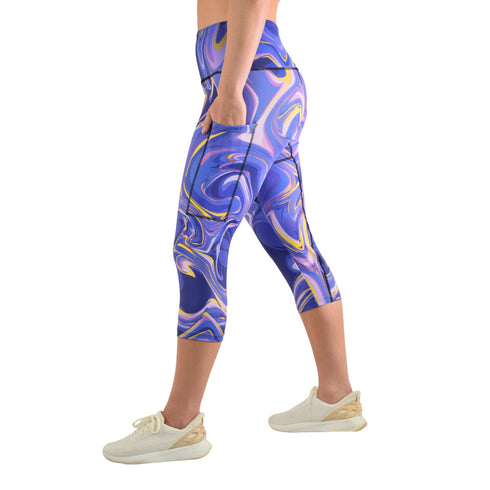 CLEARANCE Leakproof Cropped Leggings - Purple Swirl